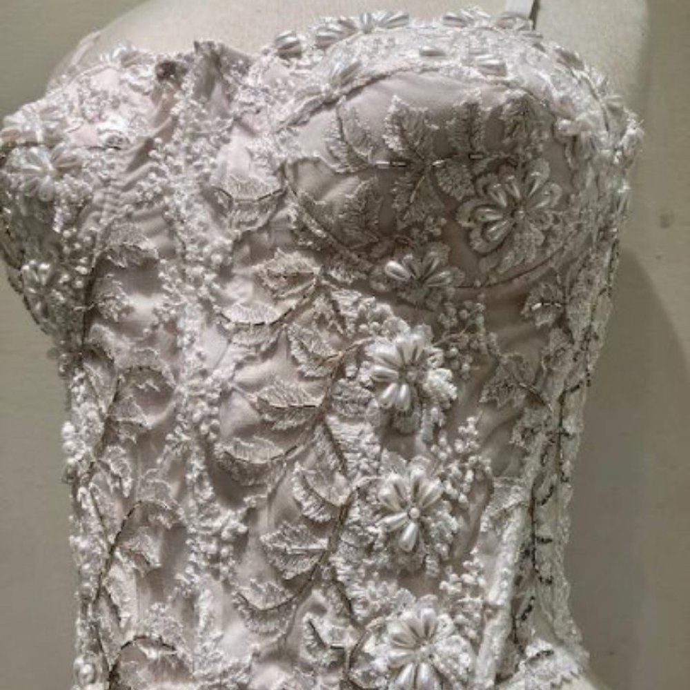 White Bustier, embroidered, beaded